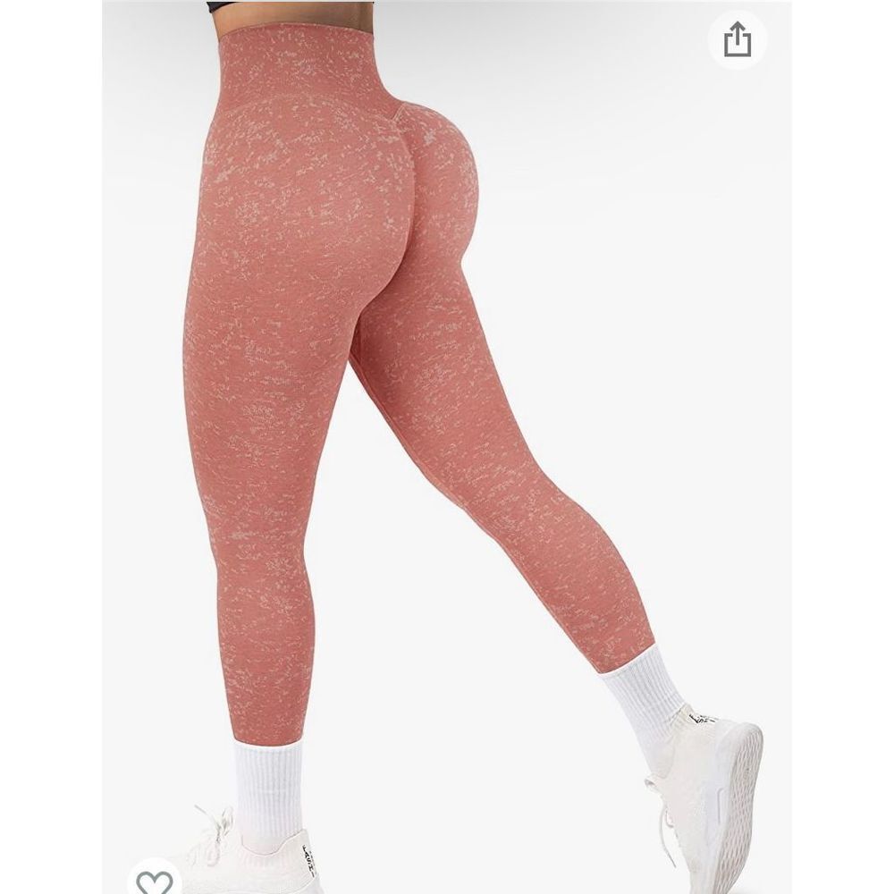 Seamless High Waisted Leggings Scrunch Orange Tie Dye Medium